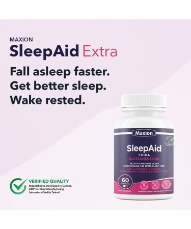 Maxion SleepAid Extra with Skullcap and Ashwagandha to Help Promote Sleep and Increase Total Sleep Time 60 Vegetable Capsules - Buy Online on SooperMarket.com