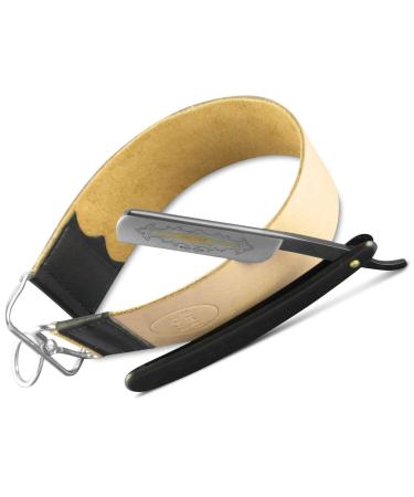 Razor Set Wet Razor Set with Leather Strop Beginner Set with Leather Strop and Gold Etching Straight Razor