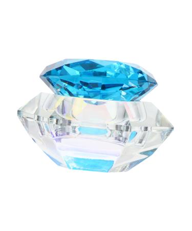 Gogogmee Clear Nail Polish 1pc Nail Art Crystal Cup Nail Glassware Tools Octagon Cup for Nail Art Pen Holder Care 7.5x6cm Blue