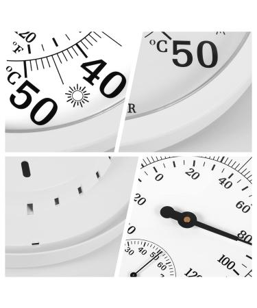 Indoor Outdoor Thermometer Hygrometer - 10 Inch with Large Numbers | 2-in-1 White Thermometer for Terrace & Home - Buy Online on SooperMarket.com