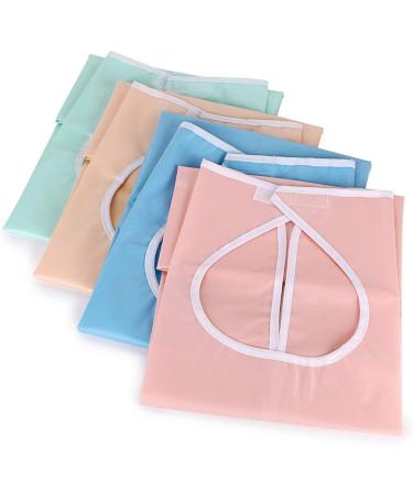 JuxYes Pack of 4 Waterproof Adult Bibs with Crumb Catcher - Washable Eating Care Bibs Reusable Terry Clothing Protectors Bibs for Elderly Seniors - Buy Online on SooperMarket.com