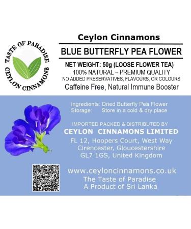 Ceylon Cinnamons Pure & Natural Butterfly Loose Flower 50g Loose Blue Matcha Caffeine-Free Flower Tea Sparkle your smoothies baking cuisines - Buy Online on SooperMarket.com