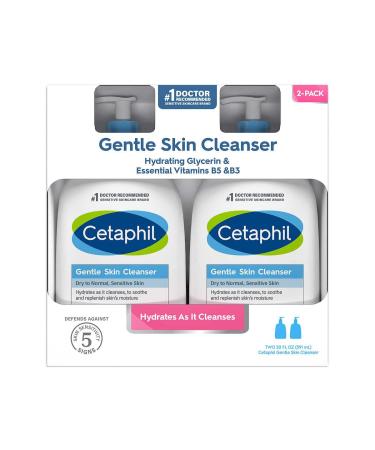 Cetaphil Hypoallergenic Gentle Skin Cleanser Dry to Normal Sensitive Skin Paraben Oil and Fragrance Free 20 Fluid Ounce 2 Count