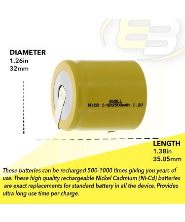 Buy 2x Exell 1/2D 1.2V 2500mAh NiCD Rechargeable Batteries - Ideal for Telecoms UPS Smart Grid Data Meters & RC Devices | International Shipping Available - Buy Online on SooperMarket.com