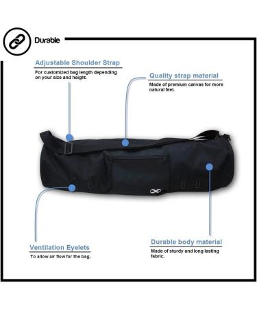 YogaAddict Large Yoga Mat Bag - 28 x 8 Inches - Compact Carrier with Pockets - Adjustable Strap - Easy Access - Black - Buy Online on SooperMarket.com