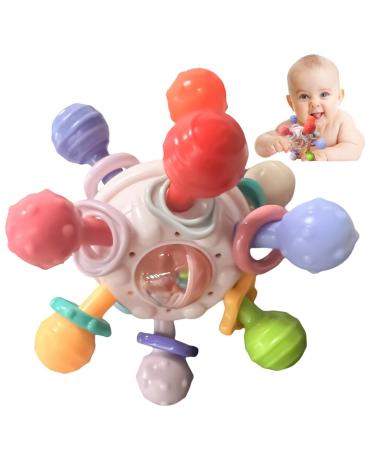 BAOK biting toys-baby-shaker toys-baby bite ring toys with rattles sensory rattling bite ring baby custody tools to facilitate teething
