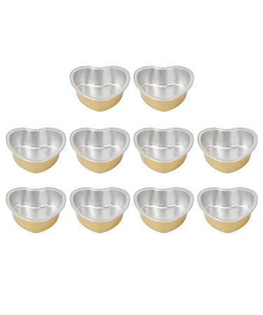 10pcs Heart Shaped Wax Melting Bowls - Gold Aluminum Foil Wax Bean for Hair Removal - Large Size Perfect for Home Use - Buy Online on SooperMarket.com