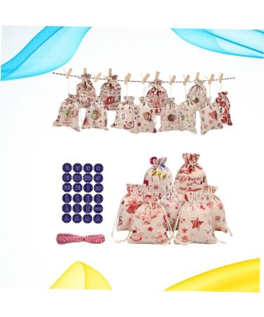 KOMBIUDA 50 Pcs Calendar Chritmas Candy Chrismas Garland Pouch for Christmas Storage Bag Drawstring Size 2 As Shown - Buy Online on SooperMarket.com