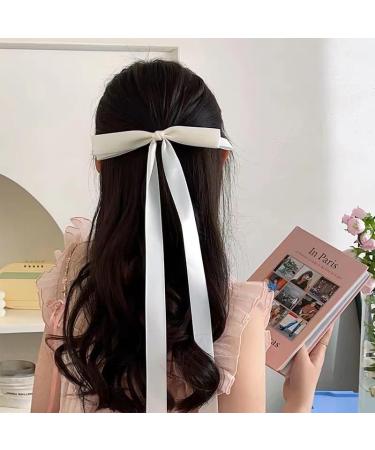 Hair Ribbon Bow Clip for Women Tassel Ribbon Bowknot Hair Clips With Long Tail Hair Bow for Girls Hair Bow Ties Long Silk Ribbon for Hair Barettes Accessories for Wedding Party Decoration - Buy Online on SooperMarket.com