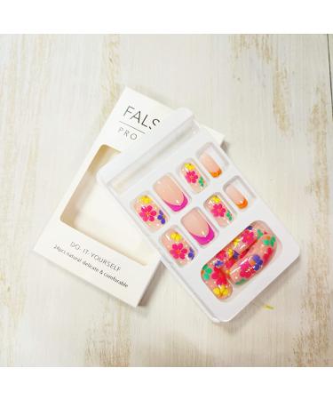 Diduikalor 24Pcs Flower Design Short Square Press on Nails - Cute Acrylic Stick on False Nails for Women - Buy Online on SooperMarket.com