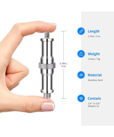 Neewer 1/4 to 3/8 Metal Male Threaded Screw Adapter Spigot Stud 3-Pack for Studio Light Stand - ST22 - Buy Online on SooperMarket.com