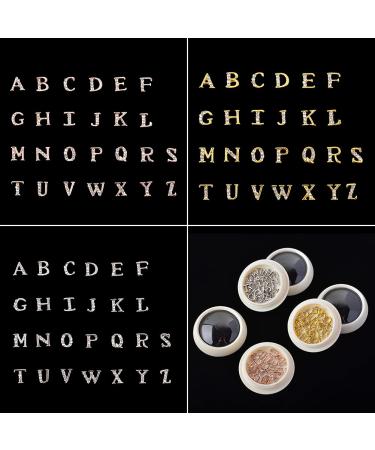 Weilisu Rhinestone Letters Nail Studs - Gold, Silver, Rose Gold | 3D Capital Rhinestone English Alphabet Charm for DIY Manicure Nails - Buy Online on SooperMarket.com