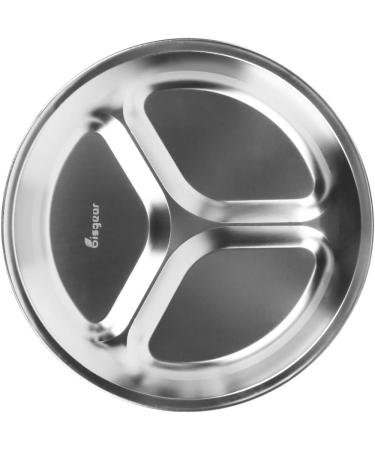 Bisgear 10.25 Stainless Steel Divided Plates Pack of 4 - BPA Free Sectioned Plates for Camping - Lightweight with Mesh Travel Bag - Buy Online on SooperMarket.com