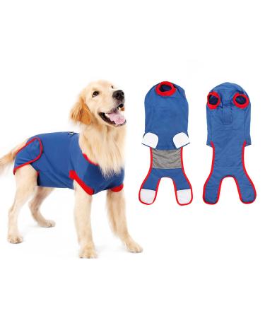 Emwel Dog Recovery Suit Recovery Shirt Abdominal Wound Protector for Large Dogs Puppy Medical Surgical Clothes blue L