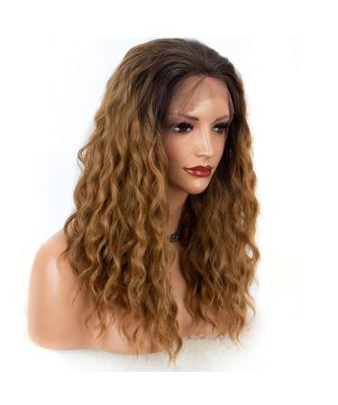 SHIYID Natural Brown Synthetic Lace Front Wig Loose Curly Wig Natural Hairline With Hair Long Wigs for Women