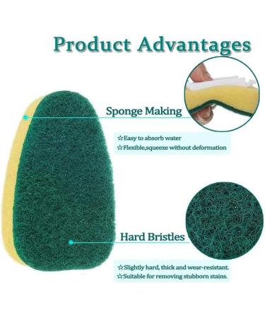 Spactz 1 Dish Wand 7 Refill Replacement Sponge Heads Wand Clean Scrub Sponges for Kitchen Sink Bathroom Utensils - Buy Online on SooperMarket.com