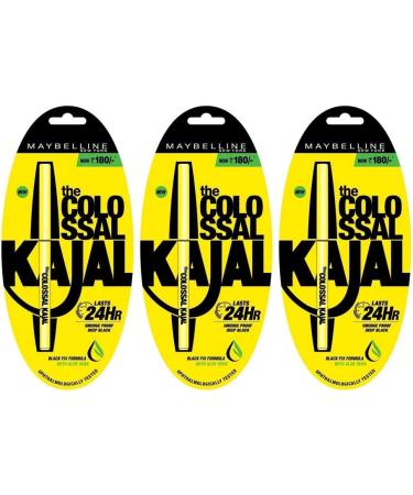 Maybelline Colossal Kajal 24Hrs Black (0.35GM)-Pack of 3 - Buy Online on SooperMarket.com