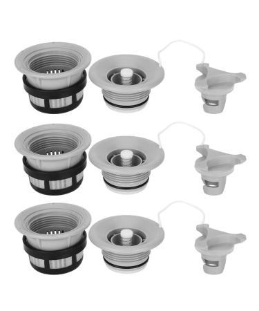 Alomejor 3Pcs Boat Air Valve PVC Air Valve Spiral Air Plug Replacement Kit for Inflatable Boat Kayak with Filter Mesh gray