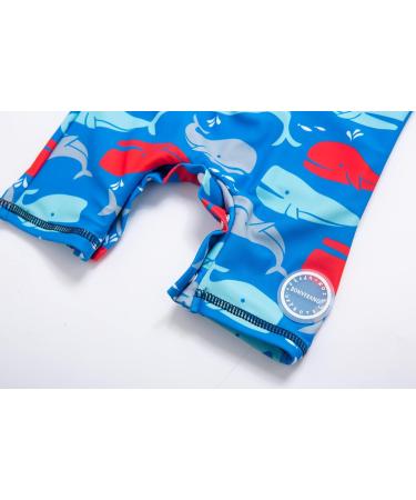 BONVERANO Baby Boys Swimsuit | Toddler Short-Sleeve Zipper Bathing Suit | UPF 50+ Sun Protection | Colorful Whale Design | 12-18 Months - Buy Online on SooperMarket.com