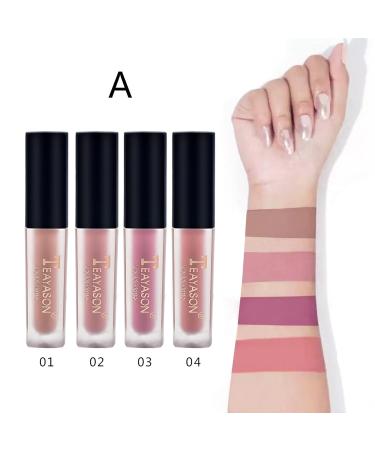 4 Pieces Waterproof Matte Liquid Lip Gloss - Non-Stick Durable Lipstick for Makeup Lovers | #01 - Buy Online on SooperMarket.com