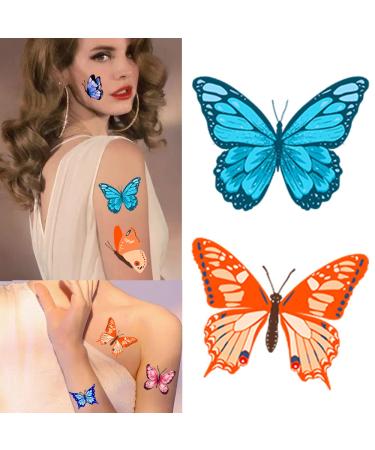 100 Colorful Waterproof Butterfly Temporary Tattoos - Watercolor Flower & Butterfly Stickers for Women, Kids - Body & Face Decoration, Party Favor - Buy Online on SooperMarket.com