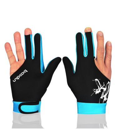 Anser M050912 Man Woman Elastic 3 Fingers Show Gloves for Billiard Shooters Carom Pool Snooker Cue Sport - Wear on The Right or Left Hand 1PCS (Sky Blue, M)