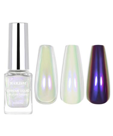 RARJSM Aurora Liquid Chrome Powder Pearl Purple Chameleon Metallic Mirror Effect Quick Dry Iridescent Chrome Nail Powder for Gel Polish Mermaid Glitter 5ML Nail Art Accessories No Curing Require Aurora 519