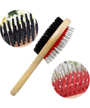 Double Sided Wooden Dog Brush for Grooming & Cleaning | 2-in-1 Pin & Bristle Soft Pet Hair Brush for Dogs & Cats | Long or Short Haired | Eco-Friendly - Buy Online on SooperMarket.com