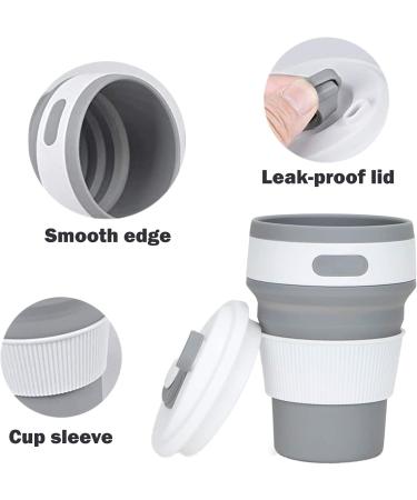 2Pcs Silicone Collapsible Travel Cup Set | Foldable Drinking Cups with Lids for Adults & Kids - Portable Camping Cups | Reusable & Leakproof Silicone Cups - Buy Online on SooperMarket.com