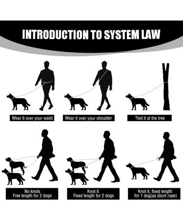 Runway Double Dog Leash 3m Adjustable | Dual Clip Leash for Small & Large Dogs | Durable Black Long Line - Buy Online on SooperMarket.com
