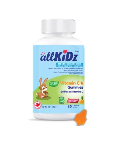 allKiDz Vitamin C Gummies for Kids Children 150mg Immune Booster Antioxidant Bones Teeth Supplement Vegan Pectin Plant-based Great Tasting Rocket-shaped Gummies Orange Pineapple Flavour 80 Count