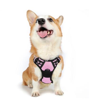 Rabbitgoo dog harness medium -sized dogs anti train crockery dog with control no pull adjustable dog dishes large dogs breathable reflex stripes breast harness dog safe guidance pink m (1 Pack) pink