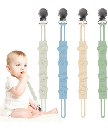 Baok Baby Schnullerhalter - 4 Anti-Tie-Off Steel Pacifier Chains | Silicone Pacifier Holders for Babies & Parents - Buy Online on SooperMarket.com