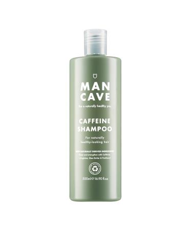 ManCave Caffeine Shampoo 500ml for Men Support and Encourage Healthy Hair Growth with Caffeine Panthenol and Vitamin E Natural Formulation Sulphate Free Vegan Friendly Made in England.