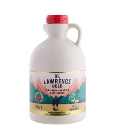 St Lawrence Gold 100% Pure Canadian Maple Syrup 1L - Grade A Dark Maple Syrup for Cooking Marinating and Baking - Robust Caramel Taste - Gluten Free Vegan
