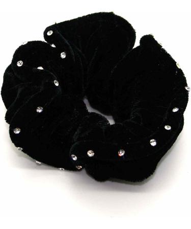Mytoptrendz Black Velvet Scrunchie Edge Encrusted With Sparkly crystal (Diamante Black) - Buy Online on SooperMarket.com