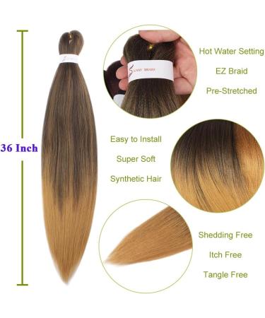 Leeven 8 Packs Pre Stretched Braiding Hair Extension 36 Inch Ombre EZ Braids Crochet Hair for Box Braids Pre Stretched Braiding Hair Extensions /1B27613# 36 Inch (Pack of 8) 1B/27/613# - Buy Online on SooperMarket.com