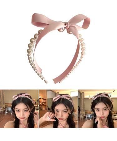 Limtula Pearls Bowknot Headbands for Woman Girl Ribbon Hairband for Skincare Makeup Delicate Hairband for Girl Taking Photo Blue - Buy Online on SooperMarket.com