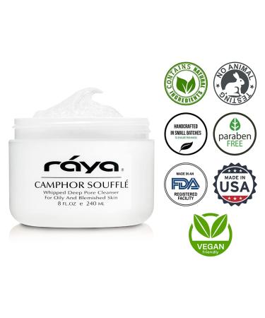 Raya Camphor Souffl Facial Cleanser 8 oz | pH Balanced Face Wash for Oily & Blemished Skin | Reduces Whiteheads Blackheads & Clogs - Buy Online on SooperMarket.com