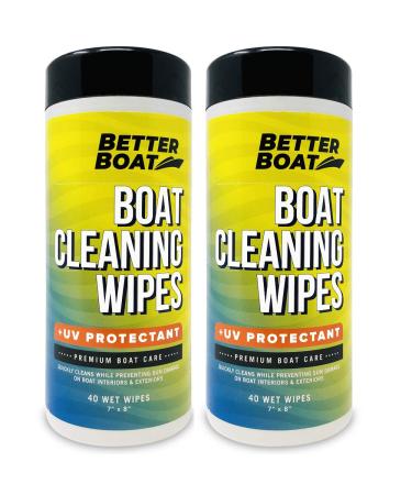 Boat Cleaner Wipes with UV Protection Boat Vinyl Cleaner and Protectant Car Leather Marine Boat Seat Cleaner Dashboard & Console Boat Cleaning Supplies Interior and Exterior Clean & Wash Products 80 Wipes