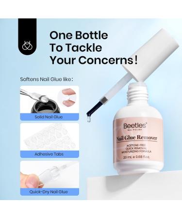 Beetles Nail Glue Remover 20ml - Effective False & Press-On Nails Adhesive Remover with Cuticle Pusher | Not for UV Gel or Gel Polish - Buy Online on SooperMarket.com