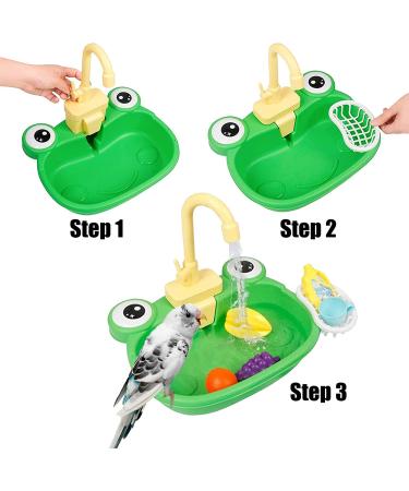 PINVNBY Parrot Bath Tub with Faucet - Multifunctional Bird Shower Box for Small to Medium Birds - Buy Online on SooperMarket.com