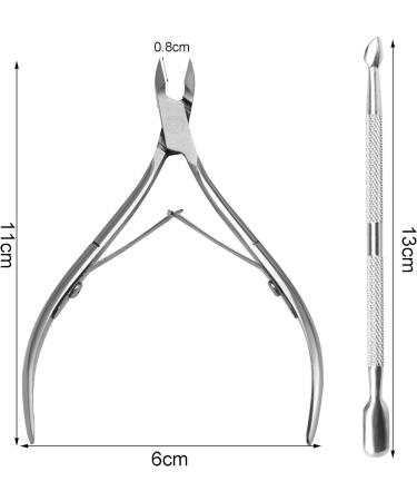 Olakin Set of 2 Stainless Steel Cuticle Nippers and Cutters with Pusher - Ideal for Manicure and Pedicure - Buy Online on SooperMarket.com