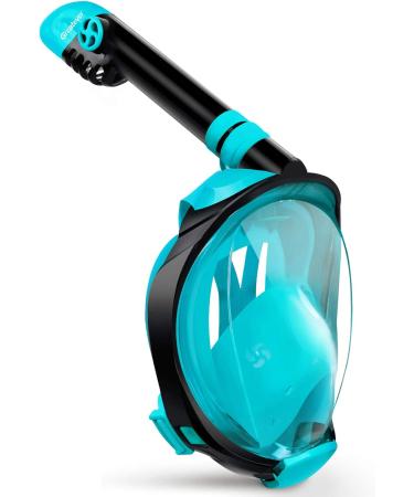 Greatever G2 Full Face Snorkel Mask with Latest Dry Top System,Foldable 180 Degree Panoramic View Snorkeling Mask with Camera Mount,Safe Breathing,Anti-Leak&Anti-Fog