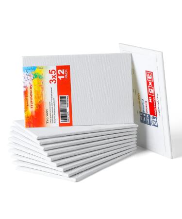 Transon 3x5 Artist Canvas Panel for Painting No Warping MDF Board 12Pack Acid-Free Primed 3*5 12-PACK