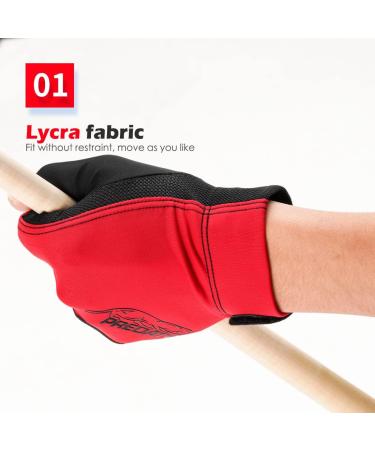 Critical Predator Billiard Glove - Non-Slip Lycra Fabric, Red - Buy Online on SooperMarket.com