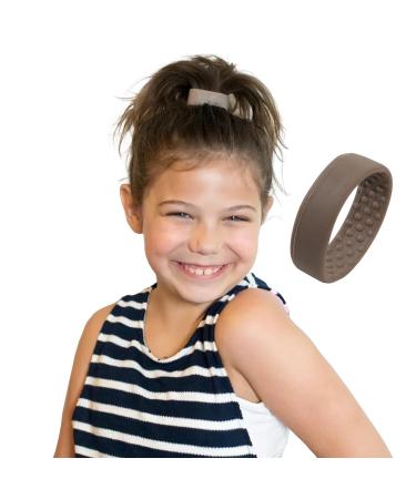 PONY-O Original Patented Cute Hair Accessories for Kids - Revolutionary Ponytail Holder Hair Band - Light Brown