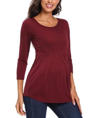 Love2Mi Women's Maternity Nursing Shirt- Layered Wrap Top in L-Wine Red M - Buy Online on SooperMarket.com