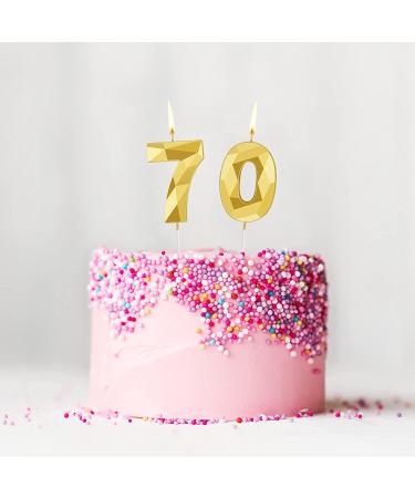 70th Birthday 3D Diamond Shape Number 70 Candles - Gold Happy Birthday Cake Topper for Wedding Decoration & Theme Parties - Buy Online on SooperMarket.com