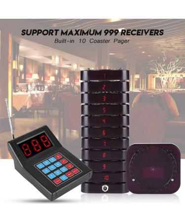 ASHATA Restaurant Paging System - Wireless Call Coaster Pagers - Guest Waiting Pager - 10 Coaster Pager Call Button Keypad - Built-in Antenna - Black - Buy Online on SooperMarket.com